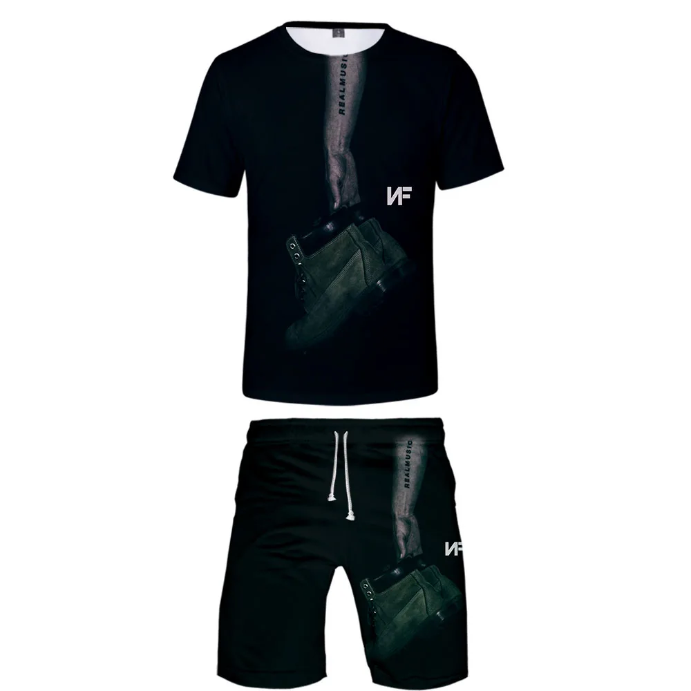 

Fashion New Arrival 3D Music NF Perception Hip Hop Style Streetwear two piece set O-neck tshirt+shorts Men's Cool Harajuku Sets