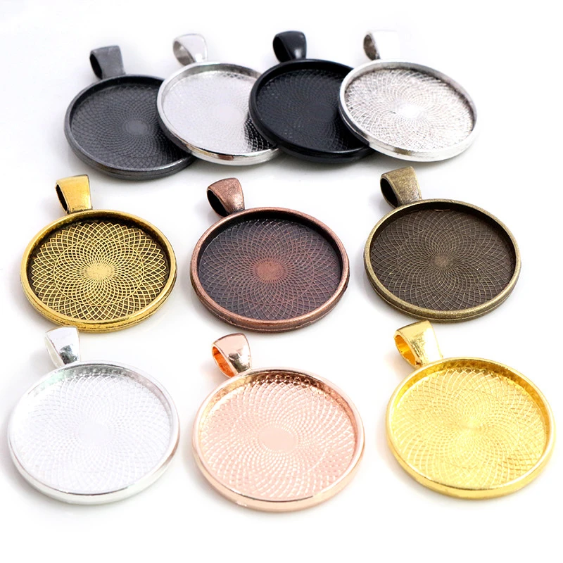 20mm 25mm 30mm Inner Size 10 Colors Plated Classic pattern series Fit 20 25 30mm Glass Cabochon Base Setting Tray metal earring components