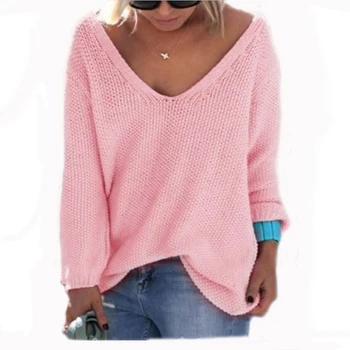 

Plus Size Autumn Winter Knitting Casual Long Sleeve Solid Colors Sweater Loose Female Sweaters Fashion Women Clothing