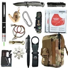 Набор для кемпинга, набор для выживания, многофункциональная Зеленая лазерная аптечка для путешествий, SOS EDC, аварийные принадлежности для выживания