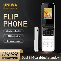 UNIWA F2720 Dual Screen Cellphone GSM Flip Phone 1.77inch 0.08MP Russian Hebrew Keyboard Button Clamshell Feature Phone 1