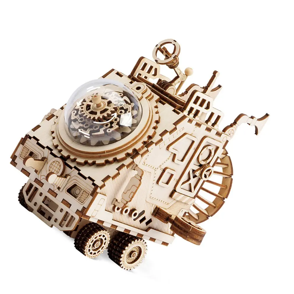 Diy Creative Children'S Gift 4D Wooden Music Box Mechanical Music Box Home Decoration Star Space Ex
