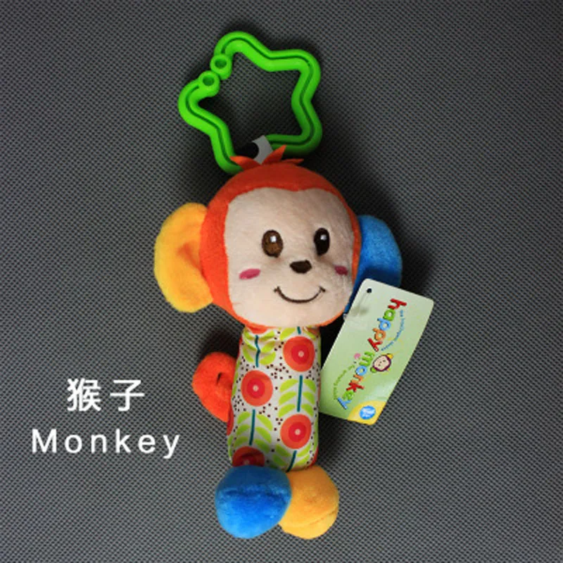 Monkey Детская погремушка колокольчик Игрушка плюшевая коляска подвесная ткань кровать кроватка мягкая ранняя развивающая игрушка детская игрушка-погремушка Tinkle K0028 - Цвет: Monkey