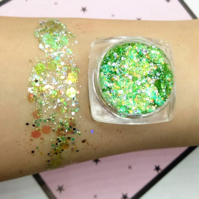 light green 1 Блестящая блестящая жидкая краска для лица Maquiagem Eye Pigmento Para Os Olhos Русалка крем Хайлайтер для макияжа - Цвет: light green 1