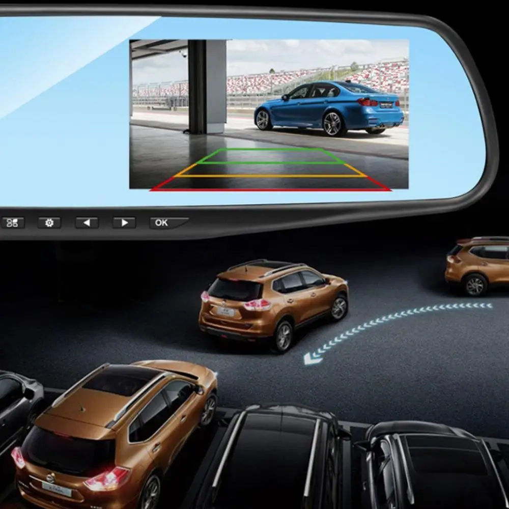 4,3 ''HD 1080P двойной объектив Автомобильный видеорегистратор зеркало заднего вида авто Dashcam рекордер регистратор в автомобиль видео Full HD автокамера