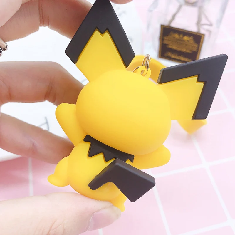 3D Аниме Фигурка Pokemon Go брелок милый Пикачу кольцо для ключей с игрушкой орнамент подвеска брелок для ключей детский брелок подарок