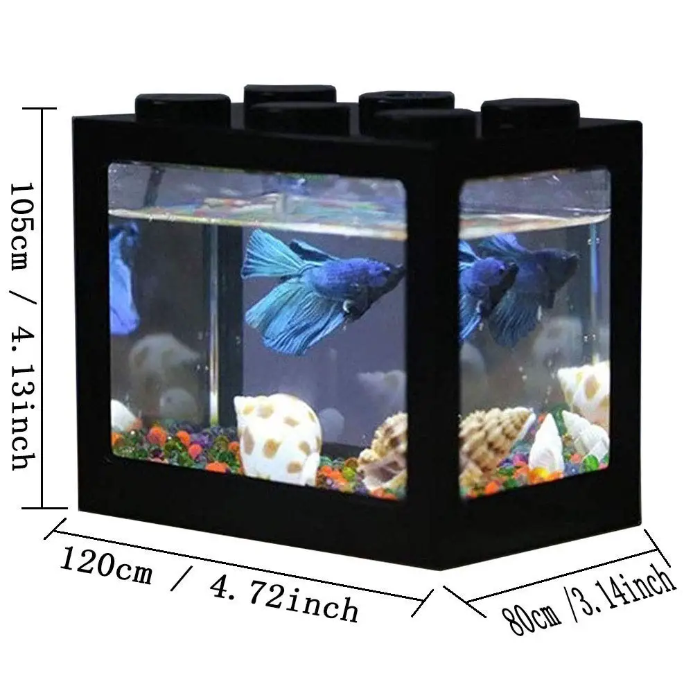 Мини-аквариум светодиодный аквариум мини-аквариум блочный ящик для рептилий USB зарядное устройство декор для офисного стола океан Betta Черепаха коробка