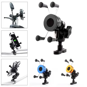 

Motorcycle Phone Holder Cell Phone Mount Adjustable Mobile Phone Bracket Rear View Mirror GPS X-Grip 360° Universal