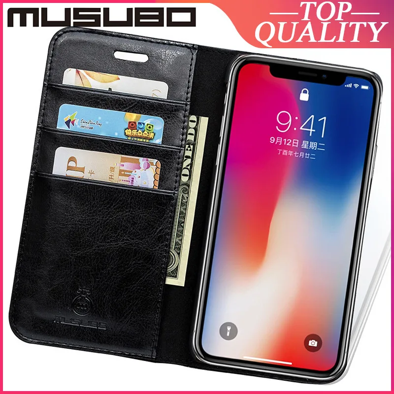 

Musubo Genuine Leather Case For iPhone X XR Xs Max 11 Pro 6 Plus 6s 7 8 Fundas Luxury Cases Cover Card Slot Wallet Business Capa