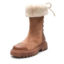 Зимние женские ботинки; женские теплые зимние кроссовки из натуральной кожи на плоской платформе с мехом; Модные Повседневные Плюшевые ботинки; dd422
