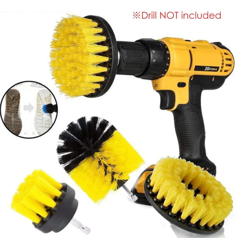 

1 Set/3 PCS Electric Drill Brush Kit Plastic Round Cleaning Brush For Carpet Glass Car Tires Nylon Brushes Scrubber Drill