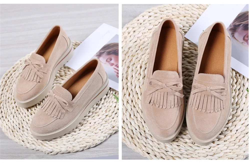 HX 2859-2019 Fashion Tassel Women's Platforms Shoes Genuine Leather Womans Sneakers-7