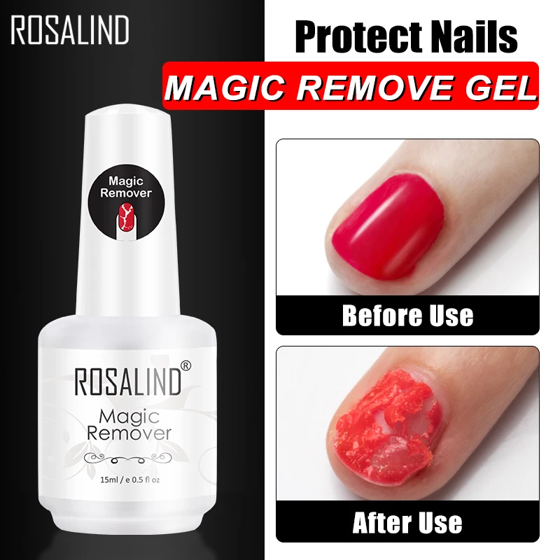 

ROSALIND Nail Gel Polish Magic Remover For Manicure Fast Clean Within 2-3 MINS UV Gel Nail Polish Remove Magic Base Top Coat