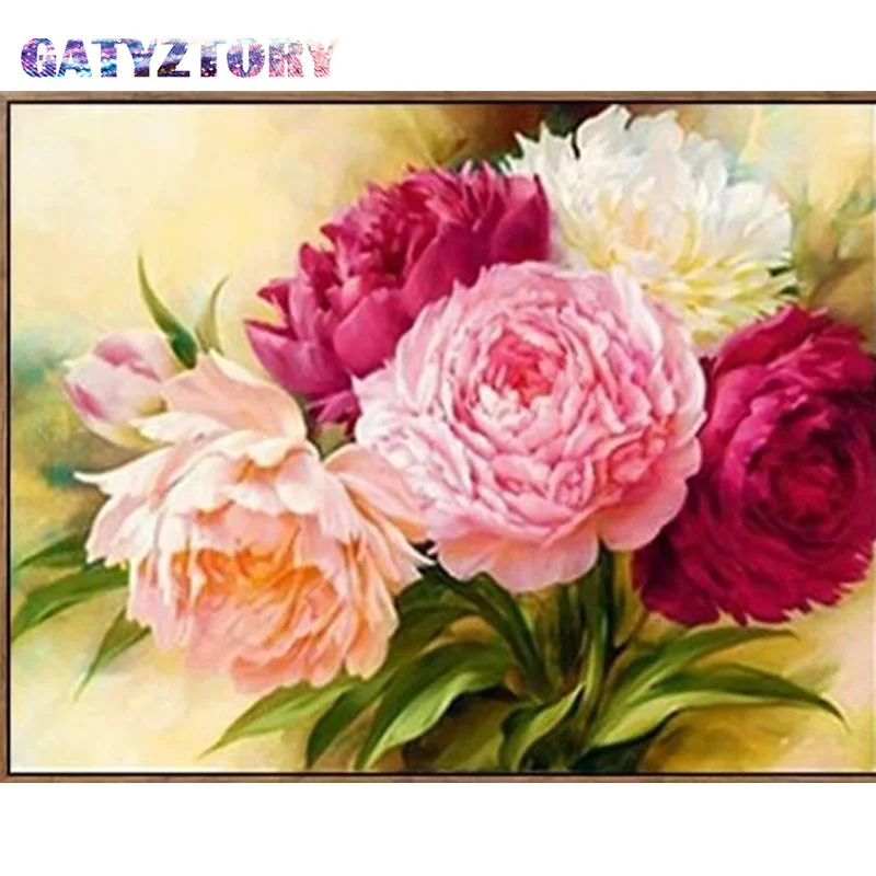 

GATYZTORY 5d Diamond Painting Full Drill Square Diamond Embroidery Flower Picture Of Rhinestone Mosaic Handmade Home Decor