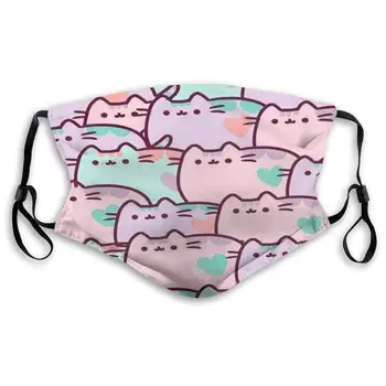 

Cute Cat Print Mouth Masks With Filter Washable And Reusable Anti Dust Breathable Mask With Adjustable Ear Loops For Men And