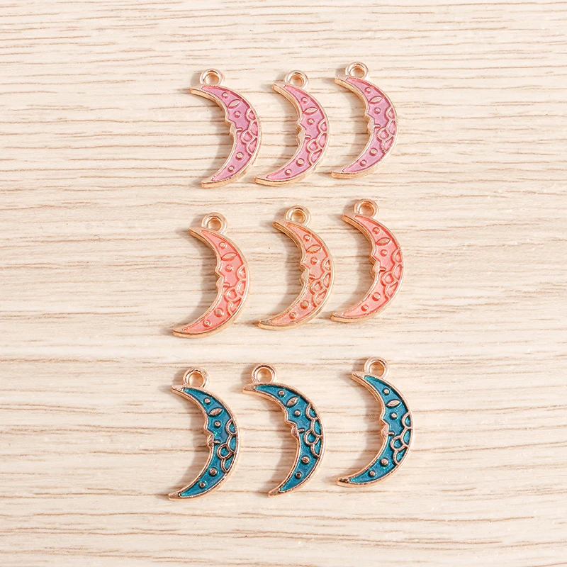 10pcs/lot Enamel Alloy Enamel Charms for Jewelry Making Cute Moon Star Sun Charms Pendant for DIY Necklaces Earrings Accessories