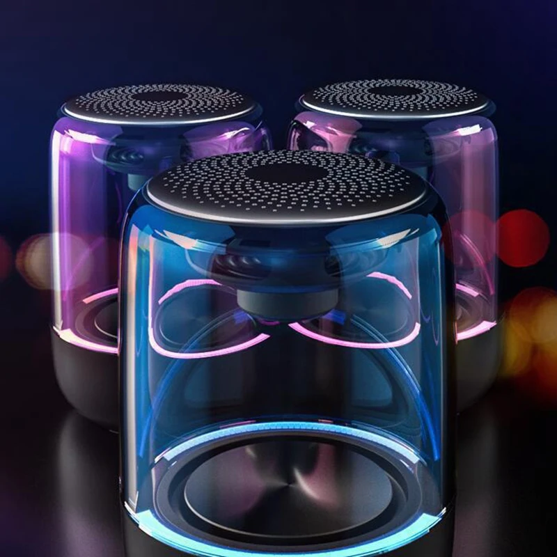 C7 прозрачная Хрустальная Колонка Bluetooth светодиодный красочный атмосферный светильник Hi-Fi стерео Bluetooth динамик TWS с микрофоном