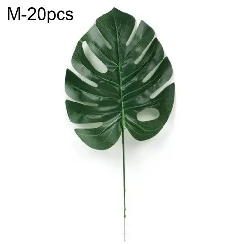 20Pcs Artificial Monstera Leaves Home Garden Beach Theme Party DIY Decoration Craft False Artificial Plants - Цвет: M