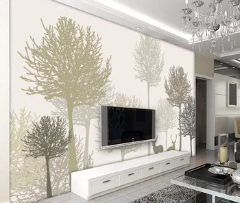 

CJSIR Custom Wallpaper Simple Pastoral Gray Retro Woods Elk TV Background Wall Home Decor Living Room Bedroom 3d Wallpaper