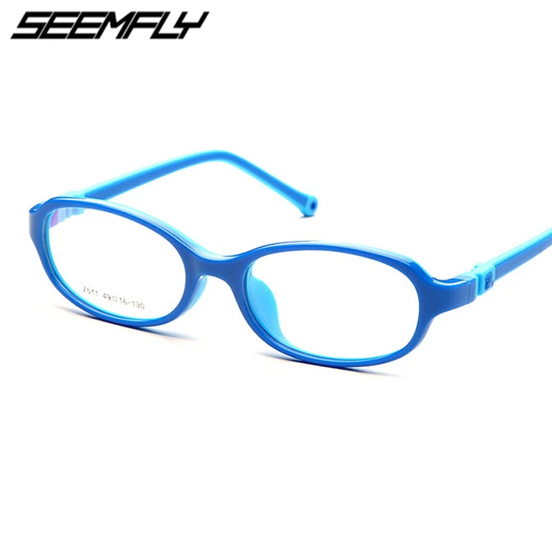 Seemfly Kids Glasses Frame Anti Blue Light TR90 Prescription Eyeglasses Myopia Children Silicone Rubber Girls Boys Spectacles