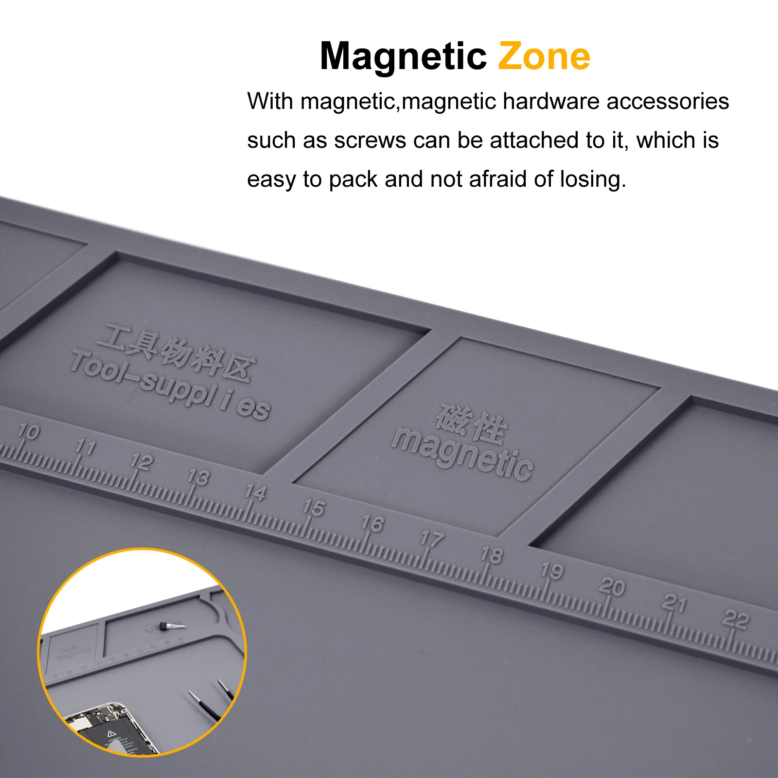 Tapis De Soudure Magnétique En Silicone Résistant à La Chaleur 500°C - 405x305 Mm - Gris