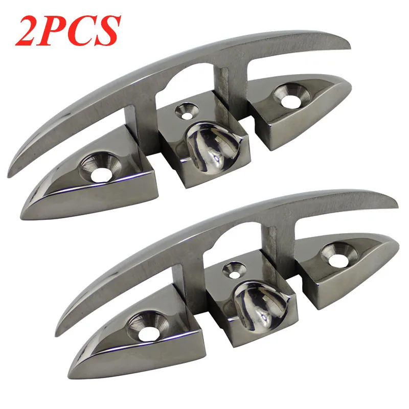 2PCS 6 Inch SS316 Boat Flip Up Folding Pull Up Cleat for marine boat yacht accessorie 316 Stainless Steel Flip Up Cleat 155x52mm - Цвет: 2PCS a lot 6inch