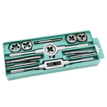 

12pcs Tap Die Set M3-M12 Screw Thread Metric Taps Wrench Dies DIY Kit Wrench Screw Threading Hand Tools Alloy Metal with Bag