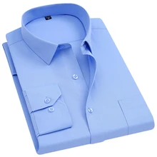 Camisa masculina básica de padrão, camisa para homens de manga comprida com bolso único, formal de trabalho e de botão camisas listradas/xadrez