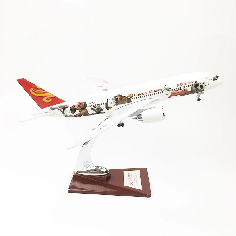 43 см Hainan Airways Смола самолета Модель кунг-фу Панда серии с колесом Boeing 787-900 моделирование пассажирского самолета Модель