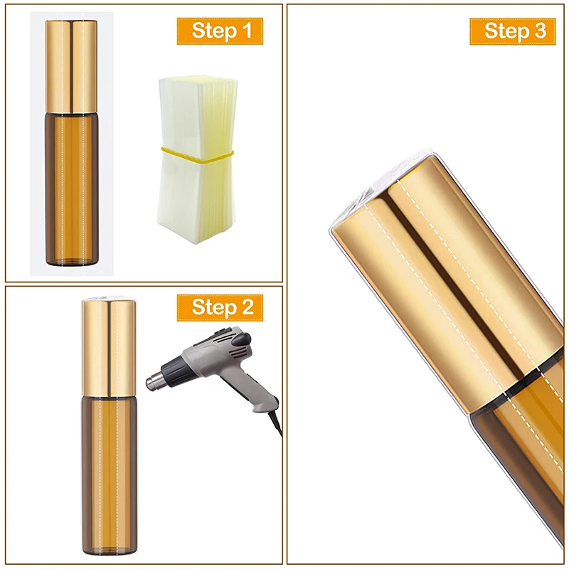 Heat Shrink Wrap Bands Clear Perforated Shrink Band for Bottles Lip Balm Tube Glass Bottle Dropper Bottle 500Pcs