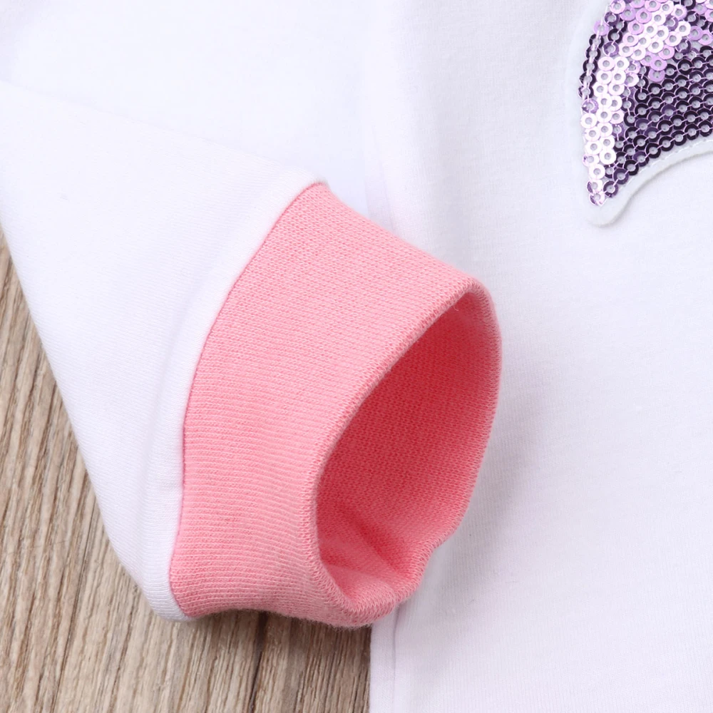 Pudcoco/осенние повседневные толстовки с длинными рукавами и принтом фламинго для маленьких девочек, пуловер, топы, футболка