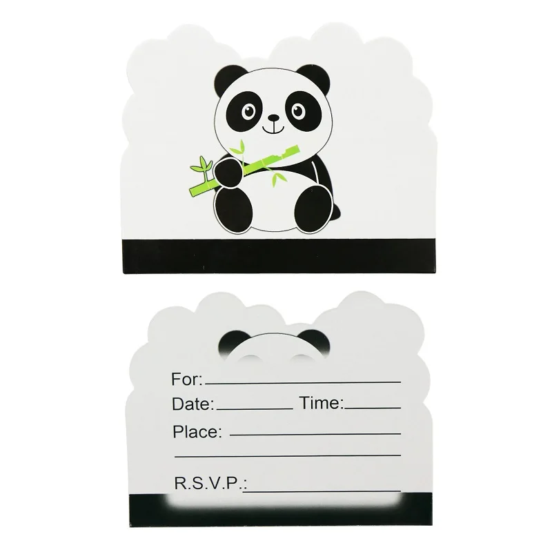 Животное пчела панда набор бумажной посуды баннер фото рама гирлянда конфетти коробка конфет для детского душа День рождения Свадьба - Цвет: 10pcs Ivitation Card