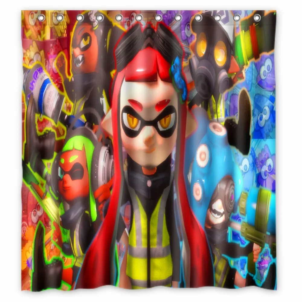 Vixm дома Splatoon ткань занавески для душа водонепроницаемый плесени-доказательство шторы с крючками для ванной 66x72 дюймов - Цвет: 3