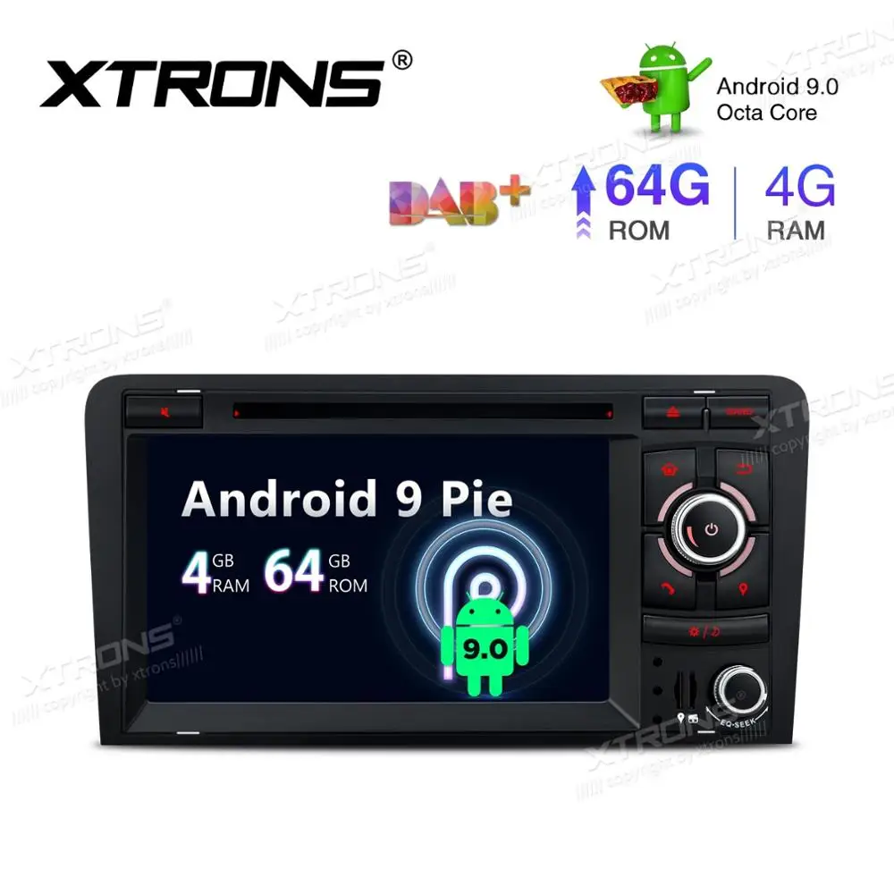 Excellent 7" Android 9.0 Car DVD Multimedia GPS Radio for Audi A3 2003-2012 & S3 2006-2012 & RS3 2011-2012 with Wi-Fi BT 4GB RAM 64GB ROM 3