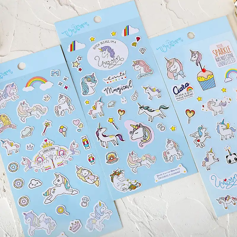 Vsco Fille Autocollant Licorne Autocollants Bricolage Dessin Animé Animaux Autocollants Sur Ordinateur Portable Cahier Jouets Pour Enfants