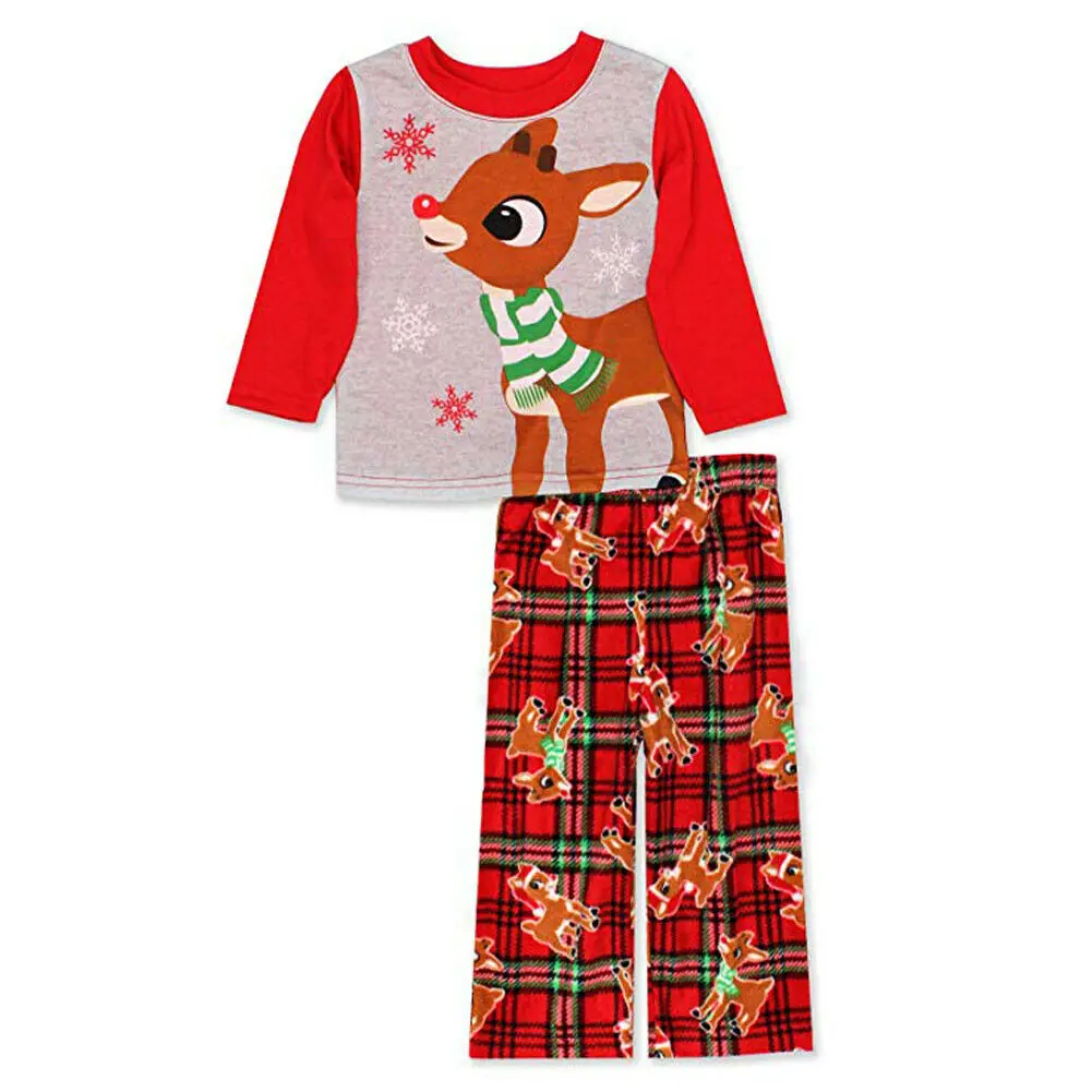 Одинаковая одежда для сна для всей семьи, для взрослых, для детей, для сна, пижамы, Рождественская шапка Санты, пижама с оленями, пижамный комплект из 2 предметов