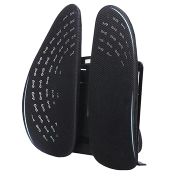 

Car Seat Chair Back Massage Lumbar Support Waist Cushion Mesh Ventilate Cushion Pad For Office Home Car Black