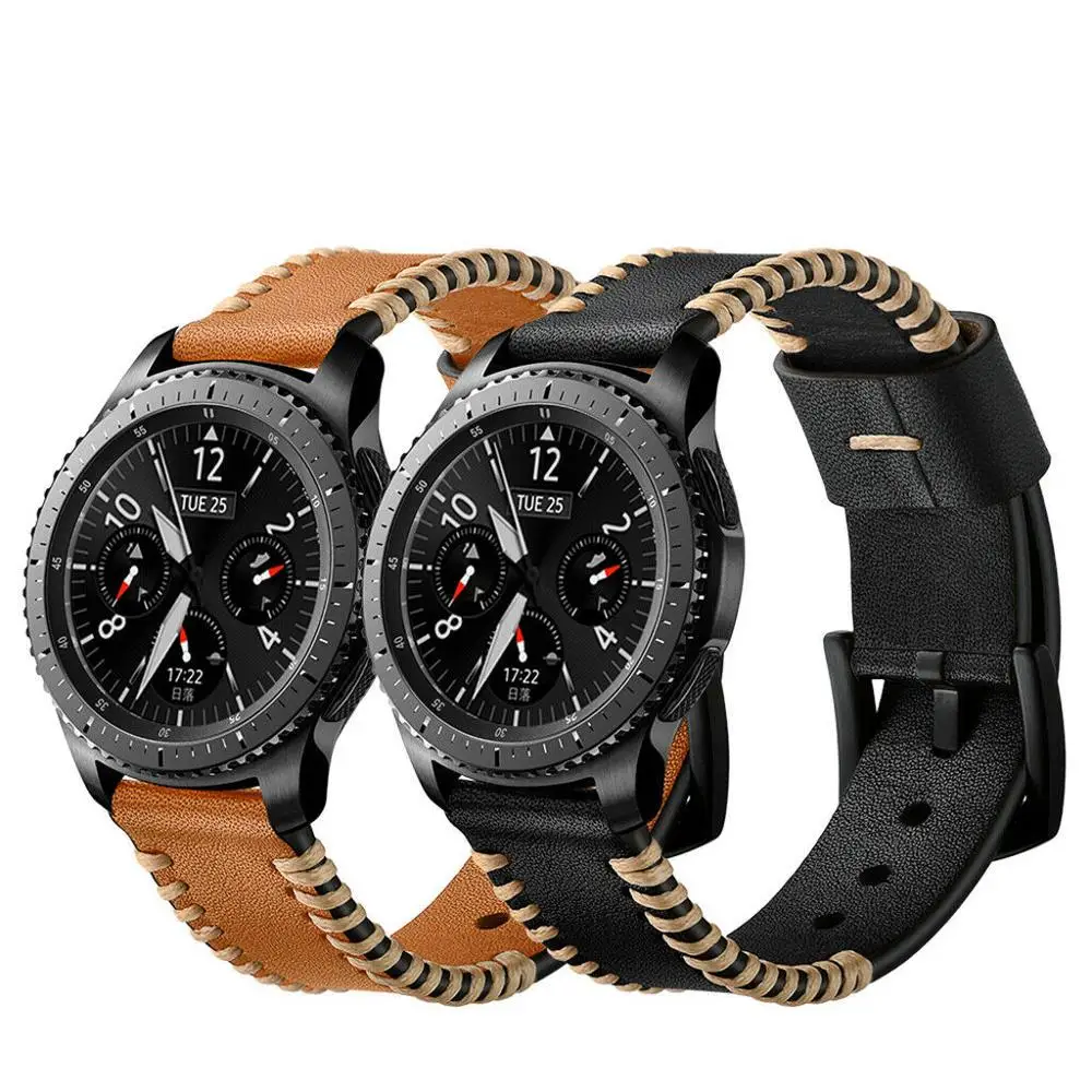 

22mm Leather strap for Samsung galaxy watch 3 46mm 45mm Gear S3/Amazfit GTR 47mm/Huawei watch 3/GT/GT2 46mm for Replacement band