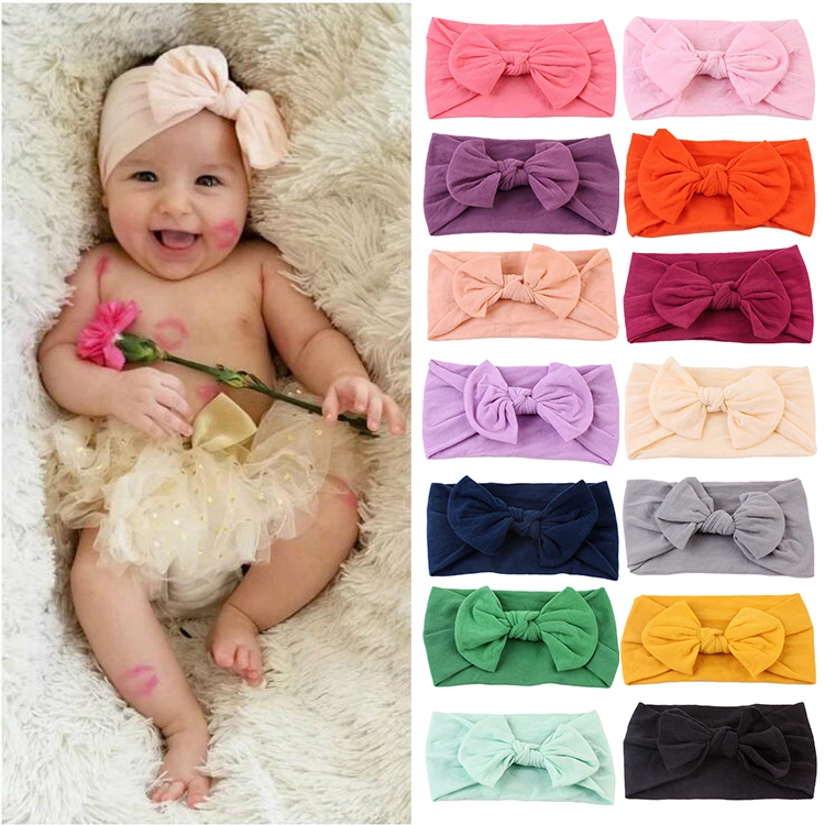 Diadema de lazo de nailon para recién nacido, cinta de pelo de bebé, turbante elástico, accesorios para el cabello para niños, talla única