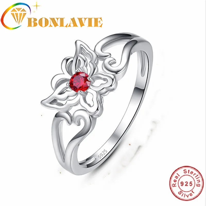 Кольца полые бабочка красный камень кристалл CZ Кольцо для женщин романтичное