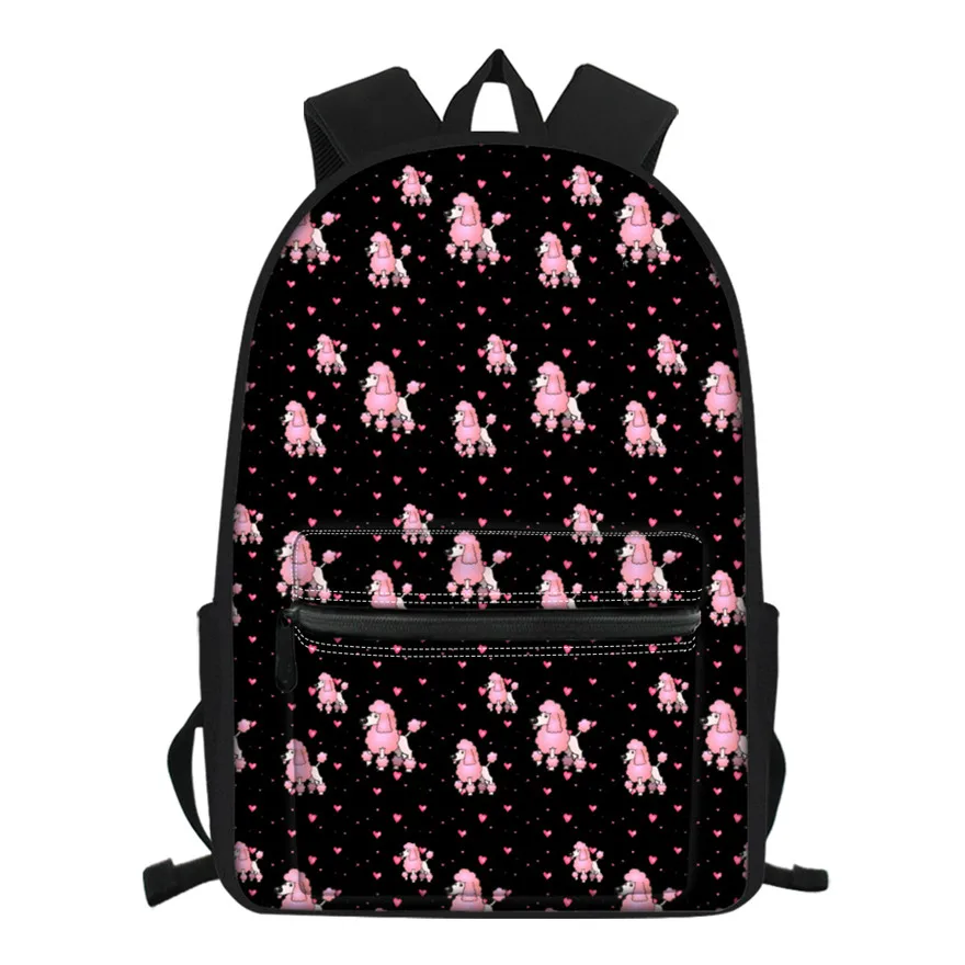

THIKIN Kids Backpacks Cute Poodle Dog Printing Book Bags for Girls Children Large Shoulder Travel Bags Teenagers Laptop Backpack