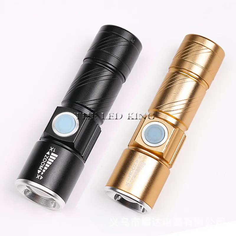 3 Modes Mini USB Powered LED Flashlight Handlight Torch Zoomable Camping Lamp