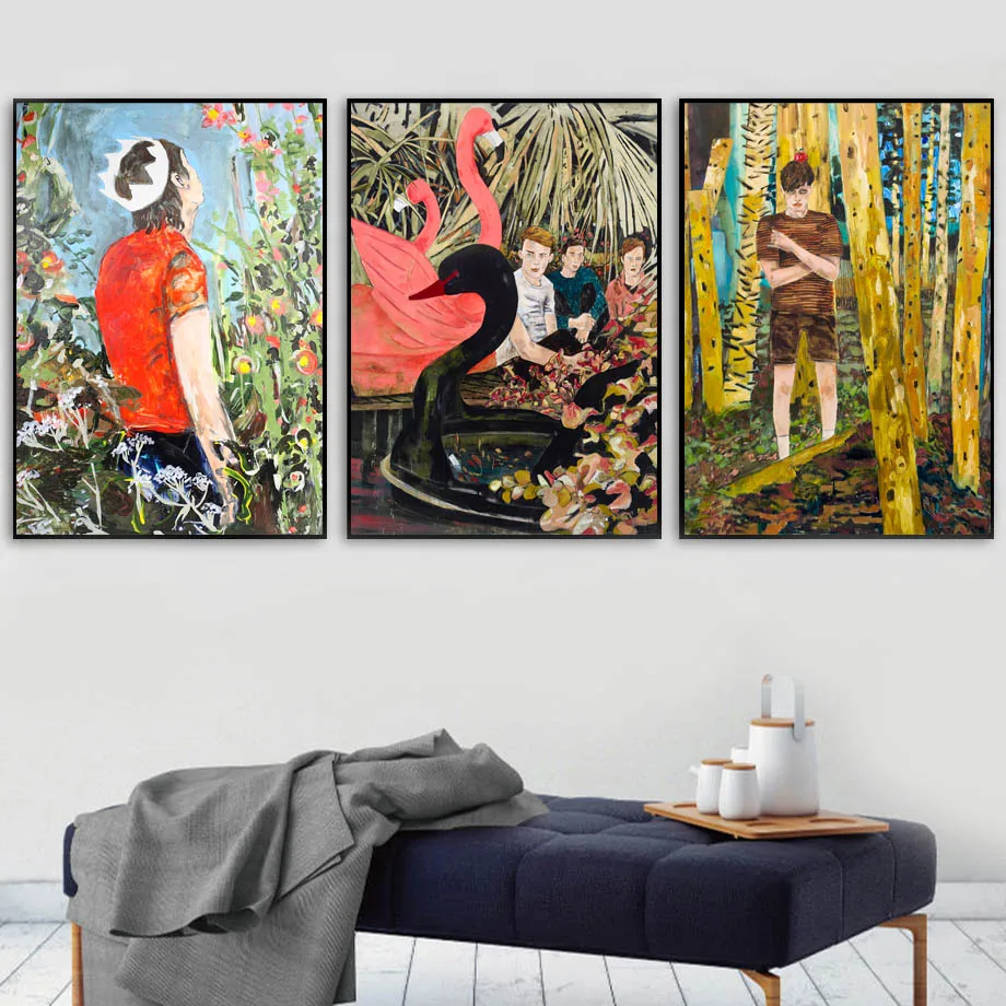 

Abstract Flower Woods Swan Man Watercolor Wall Art Canvas Painting Nordic Posters And Prints Wall Pictures For Living Room Decor