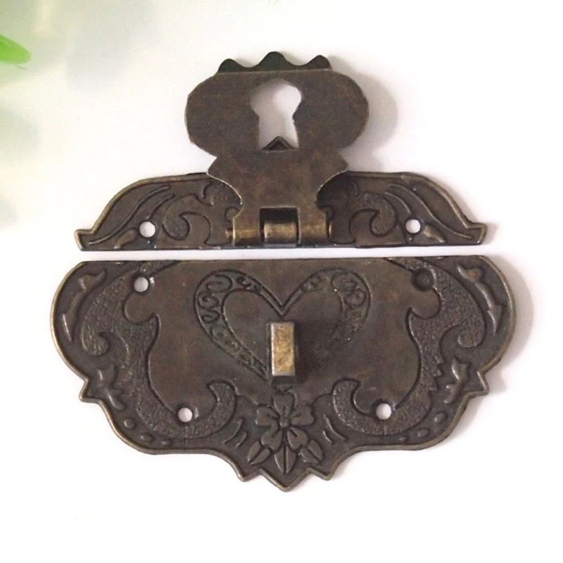 Engraved Hinge for Decorative Cabinet Small Wooden Box Project Vintage Bronze Hasp Decorative Hook Lock for Cabinet cabinet door hinges jewelry box hasps decorative latches furniture hardware