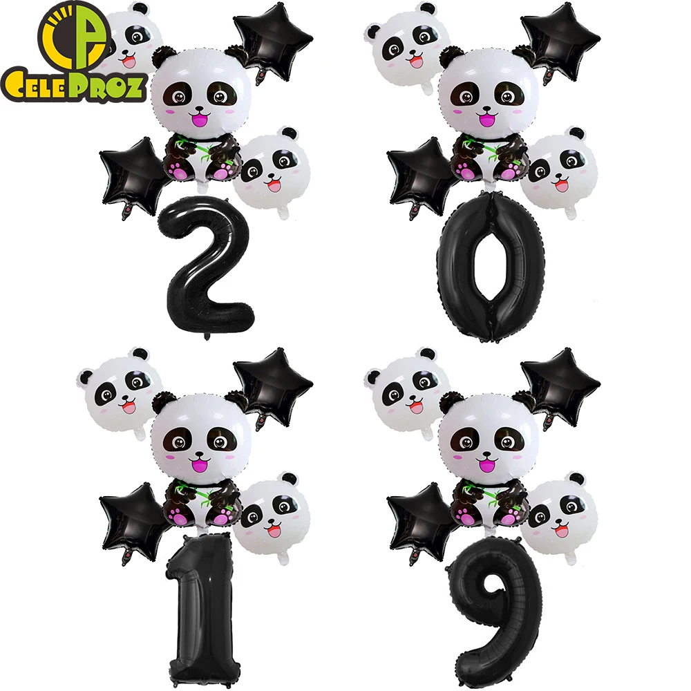 Вечерние шары с изображением панды черно белые цифры возраст воздушные сделай