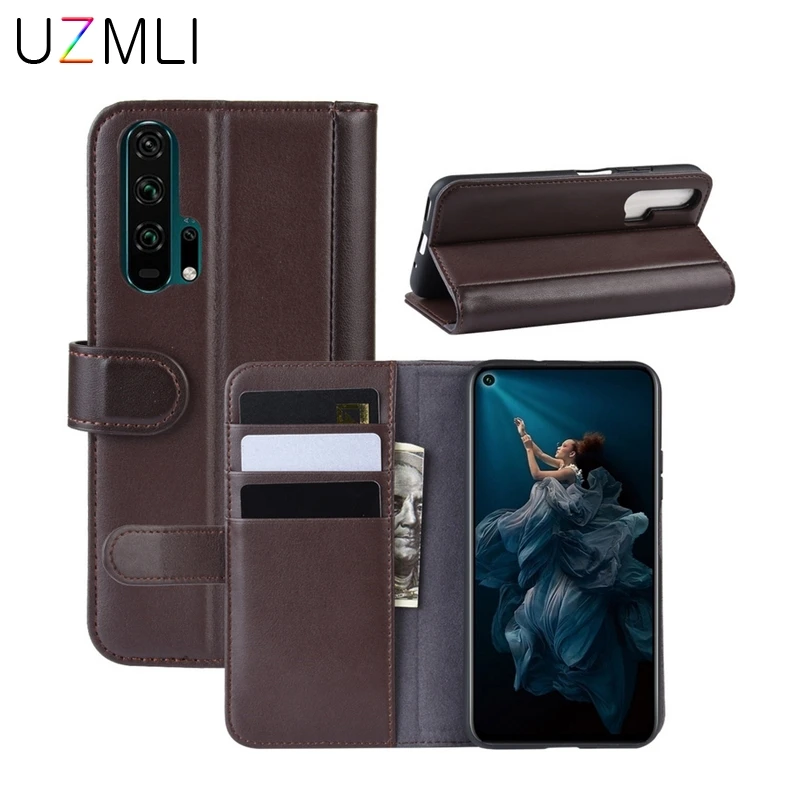 

Genuine Leather Phone Case For Huawei Honor 20 pro Magnetic Wallet Cover Flip Case with Card Slots KickStand For Honor 20pro