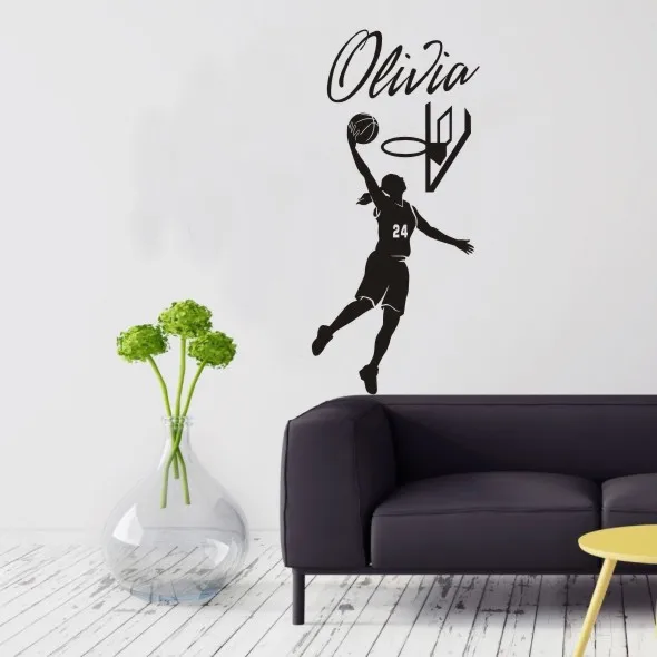 Basketball Player Slam Dunk Decal Custom Girl Name Personalized Vinyl Sticker | Дом и сад