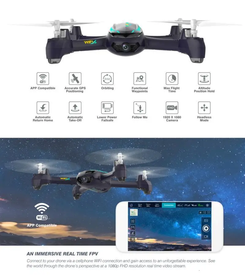 С двумя аккумуляторами) Hubsan H216A X4 DESIRE Pro WiFi FPV с камерой 1080P режим удержания высоты RC Дрон Квадрокоптер RTF