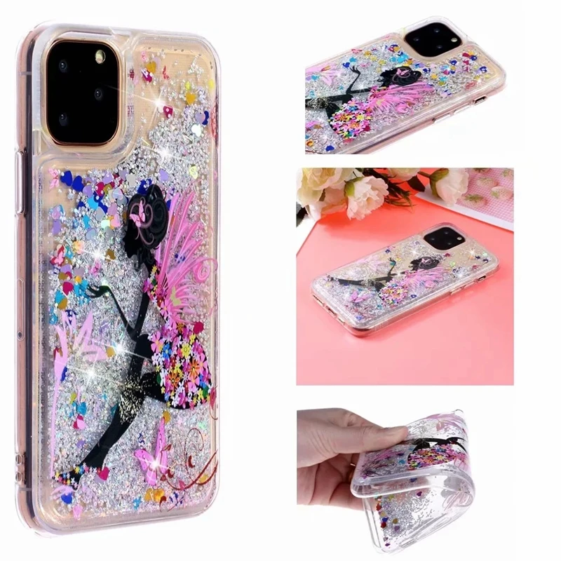 Для Iphone 11 IX R MAX Bling жидкий зыбучий песок мягкий ТПУ чехол для samsung Note 10 Pro блестящая Фея Бабочка Собака Сова 60 шт