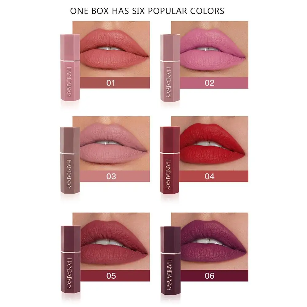 6-Color Lipstick Makeup Set Matte Portable Lip Set Non-greasy Waterproof Long Lasting Make Up Red Lip Gloss Lip Makeup Lip Stick